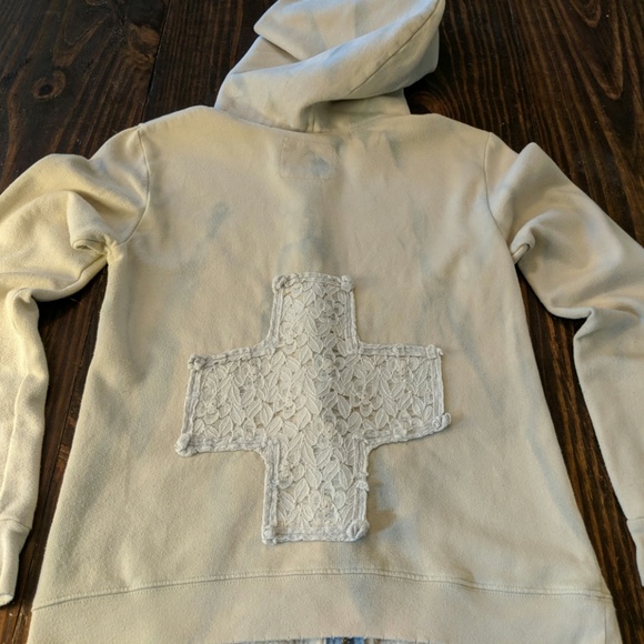 Free People Tops - Free People We The Free Lace Cross Hoodie, Size S